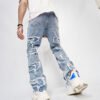 High Street Trousers Man's Pants Full Length Patched Straight Fit Men's Hip Hop Jeans - Image 2