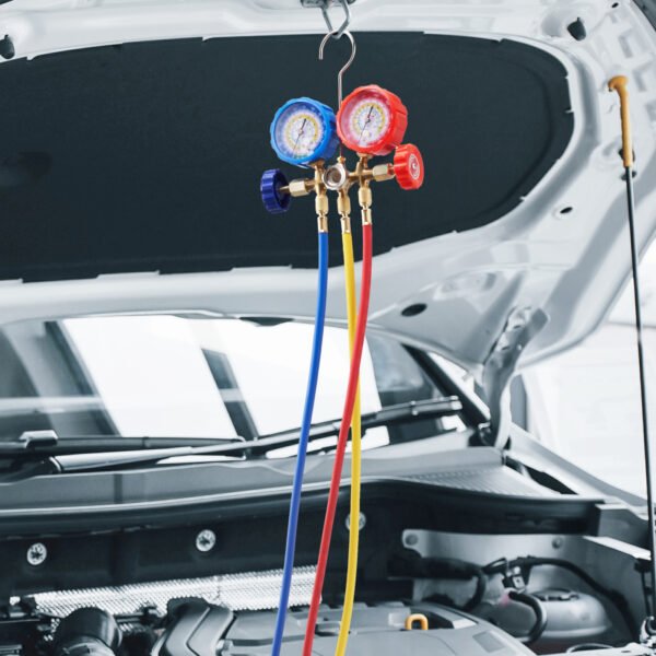 VEVOR AC Gauge Set - 3 Way AC Manifold Gauge Set For R134A R22 R12 R502 Refrigerant, Freon Gauges With 5ft Hoses, Couplers, Can Tap Works On Car Auto Freon Charging And Evacuation - Image 5
