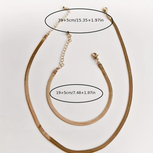 2 Pieces Snake Chain Set 18K Gold Plated Necklace Bracelet Set - Image 5