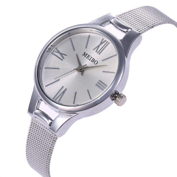 Harmony Sale Pin Buckle Round Glass Rose Gold Stainless Steel Mesh Belt Watch For Women - Image 5