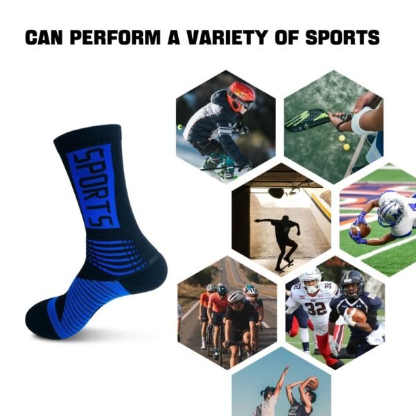 Six Pairs Of Men's And Women's Mid-calf Sports Socks, With Terry Cloth Soles For Cushioning, Suitable For Running, Golf And Other Sports. - Image 8
