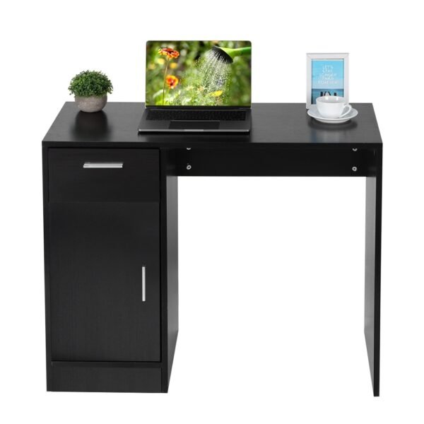 1 Drawer 1 Door Compact Computer PC Laptop Desk Table Workstation Home Office (Black) - Image 6