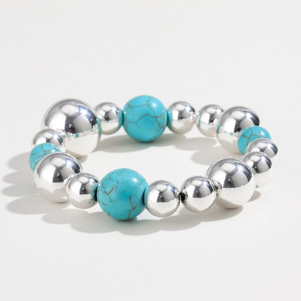 Elegant Turquoise Beaded Necklace For Women Europe And America Cross Border Fashion Beaded - Image 2