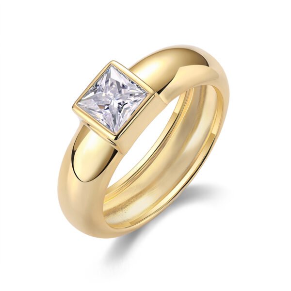 Square Diamond Ring Wedding Ring Luxury Fashion Set Moissanite Silver Ring - Image 6
