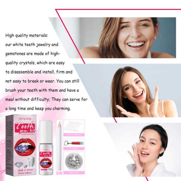 Jaysuing Tooth Gem Kit, Accessories Easy To Remove And Install Crystal Dental Drill Tooth Embellish Glitter Stick - Image 4