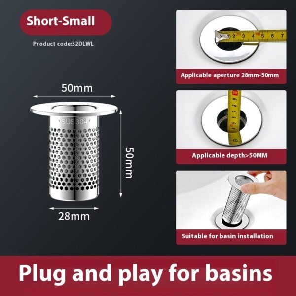 Wash Basin Washbasin Leaking Plug Bounce Core Drainer Accessories With Strainer - Image 3