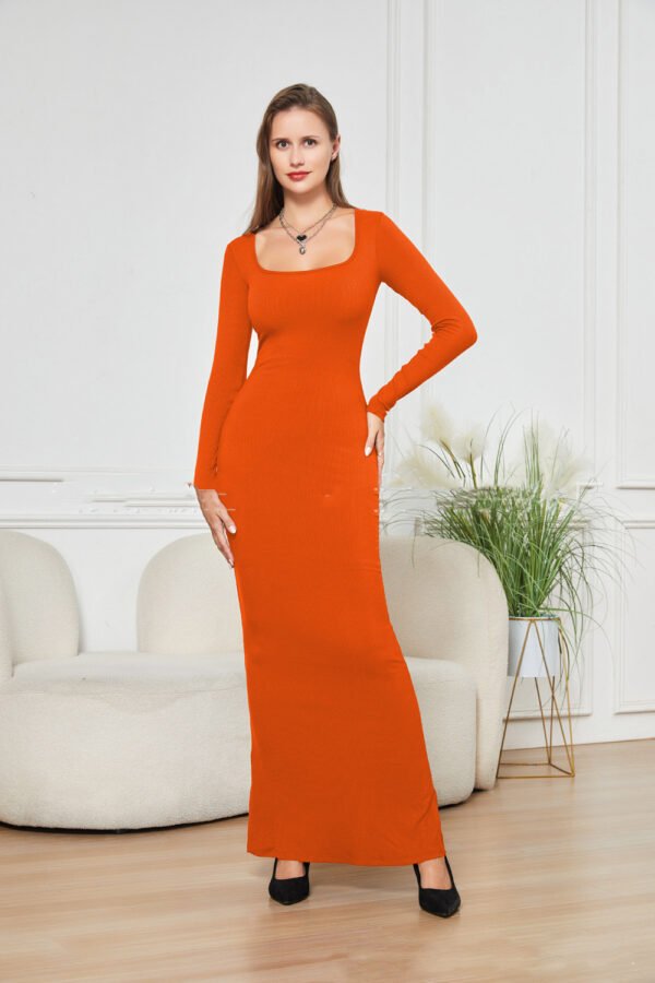Two-in-one With Lining Double-layer Belly Contracting Hip Lifting Long Sleeve Narrow Dress - Image 7