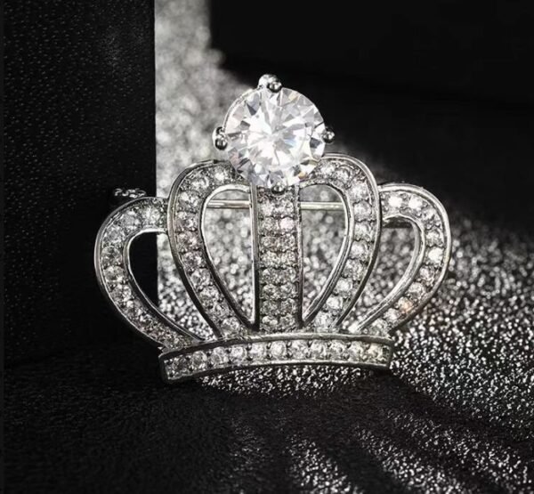 Korean Version Of Fashionable Crown Rhinestone Brooch - Headwear - Image 3