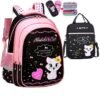 Kids School Cute Cat Print Backpack - Image 2