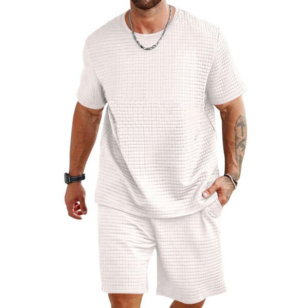 Sports Casual Suit Solid Color Round Neck T-shirt Shorts - Image 9