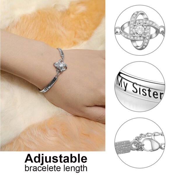 Sisters Friendship Theme Silver Bracelet - Image 5