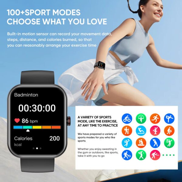 A221 Big Screen Men Smart Watch BT Call AI Voice Sport Watch Fitness Tracker Waterproof Women Smartwatch Men - Image 5