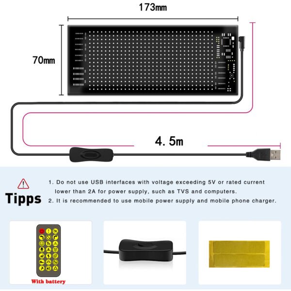 Automotive LED Signage, USB 5V Digital Signage, Programmable LED, Application Controlled Custom Text Pattern Animation, Suitable For Shops, Cars, Bars, And Hotels - Image 8