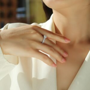 Arrange Large Diamond Rings, Wedding Rings, Luxury Fashion Set Moissanite Silver Rings
