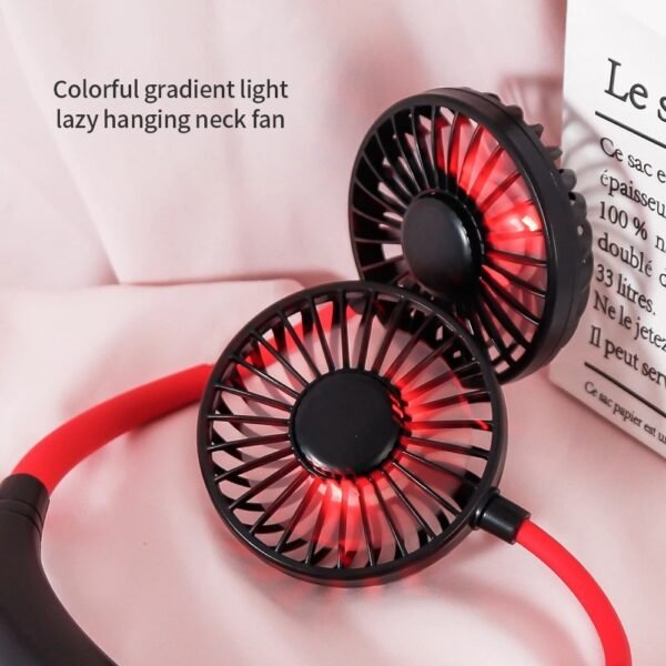 Mini Portable Hanging Neckband Fan USB Rechargeable Double Fans Air Cooler Conditioner Colorful Aroma Electric Desk Fan For Room - Image 3