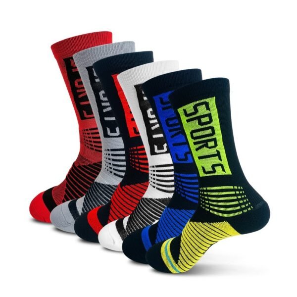 Six Pairs Of Men's And Women's Mid-calf Sports Socks, With Terry Cloth Soles For Cushioning, Suitable For Running, Golf And Other Sports. - Image 2