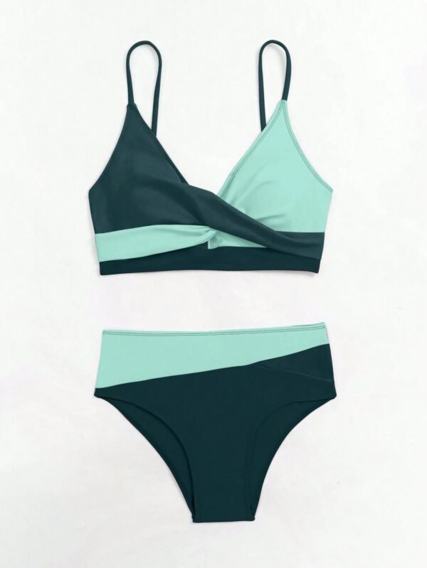 Women's Two-piece Casual Swimsuit P229 Green - Image 2