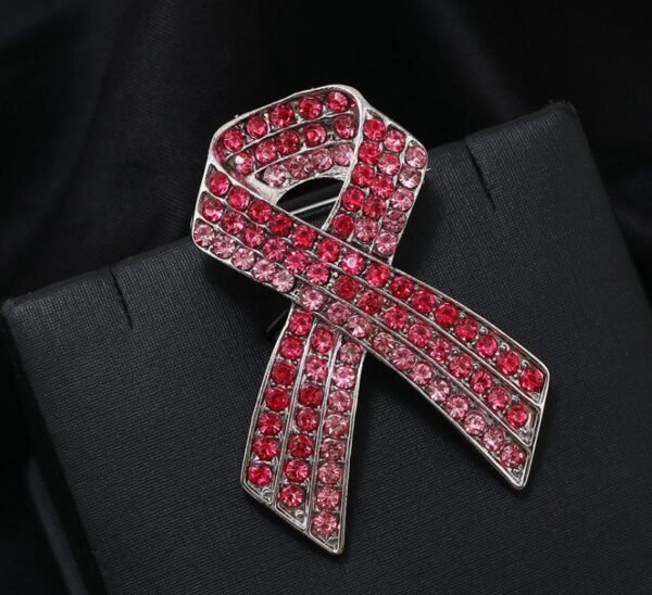 2pc Full Diamond Red Ribbon Alloy Brooch - Image 2
