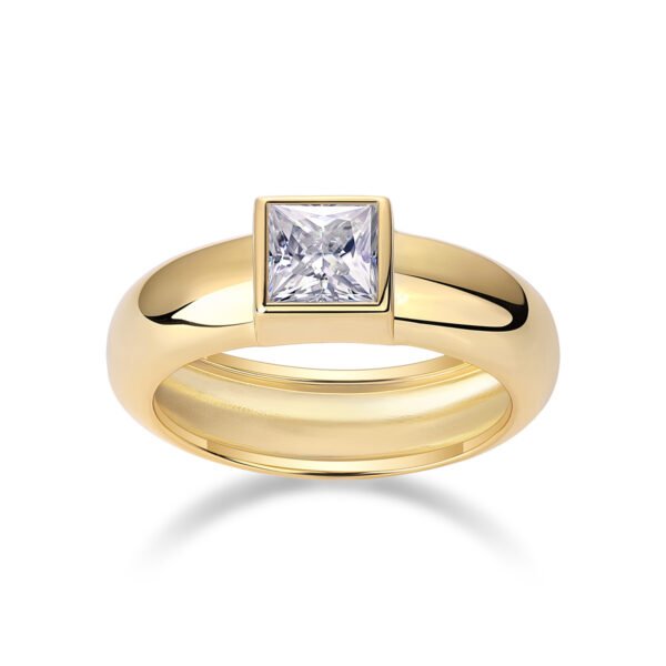 Square Diamond Ring Wedding Ring Luxury Fashion Set Moissanite Silver Ring - Image 4