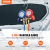 VEVOR AC Gauge Set - 3 Way AC Manifold Gauge Set For R134A R22 R12 R502 Refrigerant, Freon Gauges With 5ft Hoses, Couplers, Can Tap Works On Car Auto Freon Charging And Evacuation - Image 2
