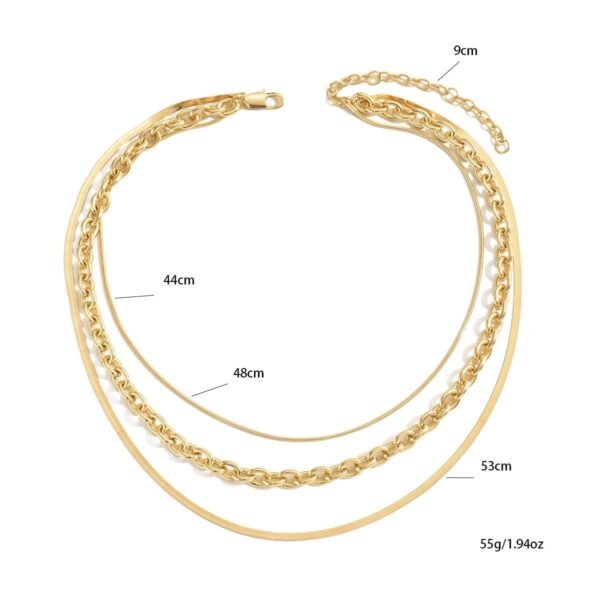 Stylish Gold Layered Chain Necklace Set - Image 10
