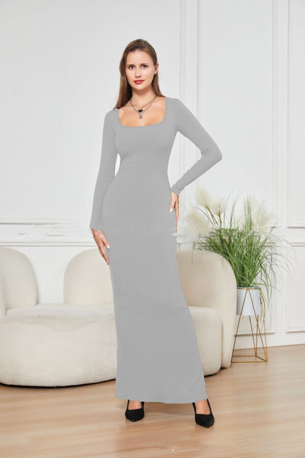 Two-in-one With Lining Double-layer Belly Contracting Hip Lifting Long Sleeve Narrow Dress - Image 6