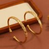 1pcsVintage Gold-plated 18k Delicate Pattern Bracelet, Sand Gold Women's Open Bracelet, Suitable For Daily Wear Holiday Gifts - Image 4