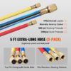 VEVOR AC Gauge Set - 3 Way AC Manifold Gauge Set For R134A R22 R12 R502 Refrigerant, Freon Gauges With 5ft Hoses, Couplers, Can Tap Works On Car Auto Freon Charging And Evacuation - Image 3