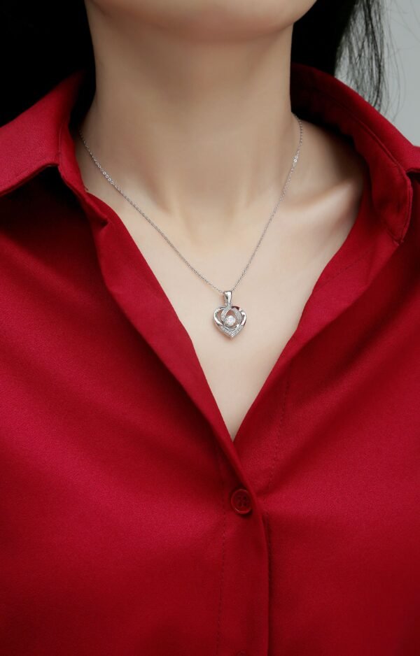 Heart To Have Your Luxurious Fashion Diamond Pendant Necklace Set With Mosan Diamond Silver Ornaments - Image 5