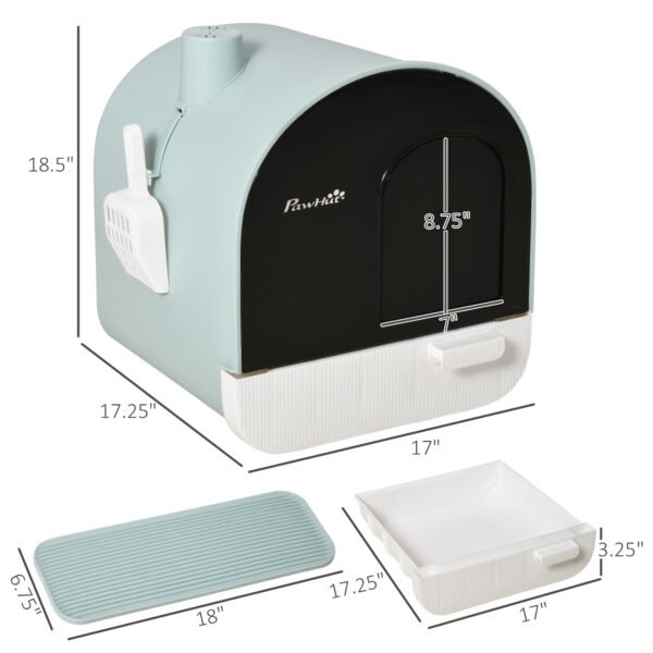 Cat Litter Box With Lid, Indoor Cat With Tray, Spoon, Strainer - Image 6