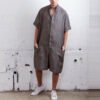 Men's Stand Collar Single Breasted Jumpsuit - Image 2