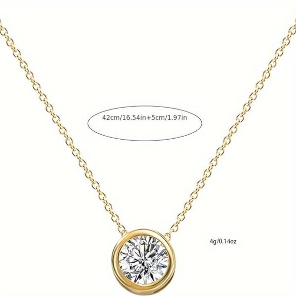 14k Solid Gold Cubic Zirconia Round Solitaire Pendant-Material - Image 3