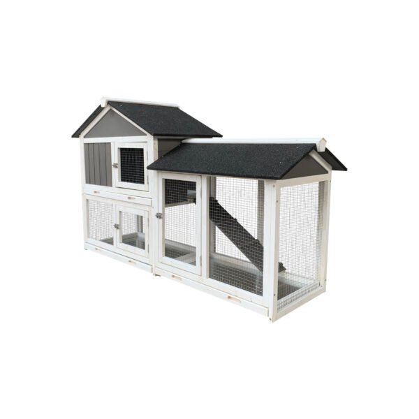Detachable Pallet Ramp Wooden Outdoor Rabbit Hutch With Walking Cage - Image 4