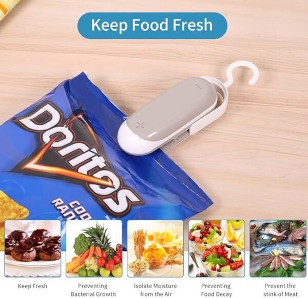 2PACK Mini Bag Sealer, Portable Heat Vacuum Sealers Plastic Sealer, 2 In 1 Heat Seal And Cutter Mini Food Sealer For Plastic Bags Food Storag - Image 2