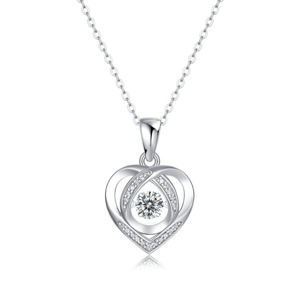 Heart To Have Your Luxurious Fashion Diamond Pendant Necklace Set With Mosan Diamond Silver Ornaments - Image 2