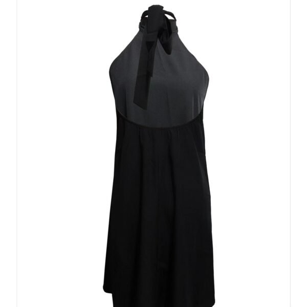 Women's Solid Color Neck Hanging Black Sexy Dress - Image 3
