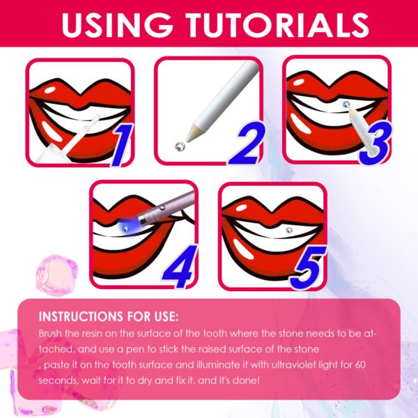 Jaysuing Tooth Gem Kit, Accessories Easy To Remove And Install Crystal Dental Drill Tooth Embellish Glitter Stick - Image 3
