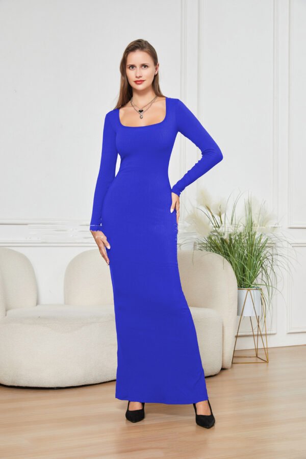 Two-in-one With Lining Double-layer Belly Contracting Hip Lifting Long Sleeve Narrow Dress - Image 5