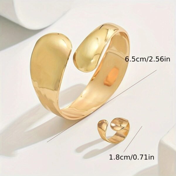 14K Gold-Plated Adjustable Open Ring - Timeless Elegance For Every Occasion - Image 6