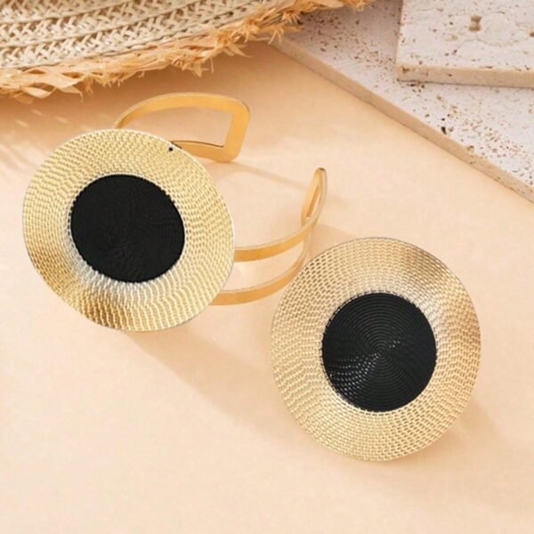 Elegant 14K Gold Plated Black  Onyx Necklace And Earrings Set - Image 4