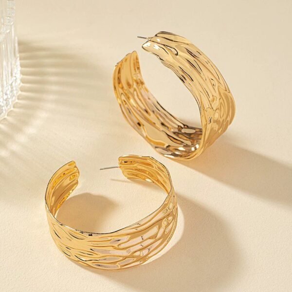Bold Statement  Gold Hoop Earrings - Image 3
