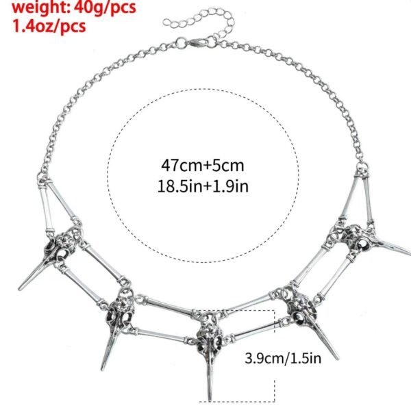 Fashionable New European And American Gothic Bird Skull Necklace - Image 3