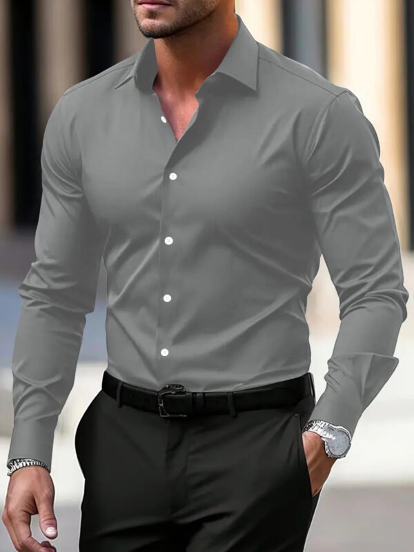 Men's Long Sleeve Business Formal Wear Slim Fit Shirt - Image 9