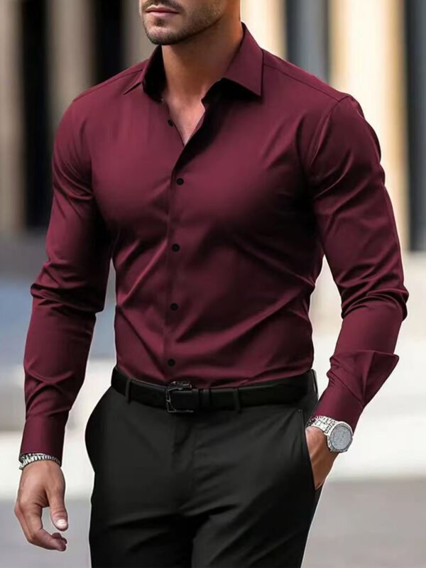 Men's Long Sleeve Business Formal Wear Slim Fit Shirt - Image 10