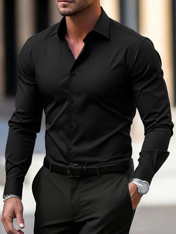 Men's Long Sleeve Business Formal Wear Slim Fit Shirt - Image 7
