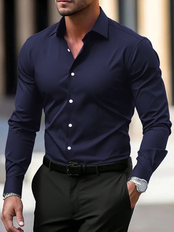 Men's Long Sleeve Business Formal Wear Slim Fit Shirt - Image 2