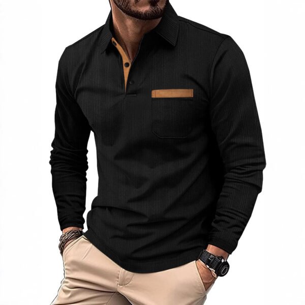 Sports Long Sleeve Lapel Men's Polo Shirt - Image 6