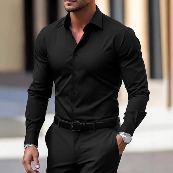 Men's Long Sleeve Business Formal Wear Slim Fit Shirt - Image 4