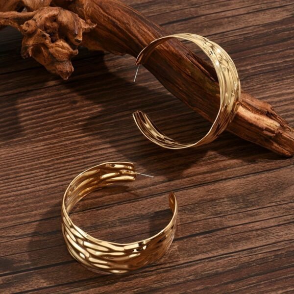 Bold Statement  Gold Hoop Earrings - Image 4