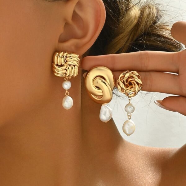 Golden Knot Pearl Drop Earrings -  Elegant And Timeless Jewelry